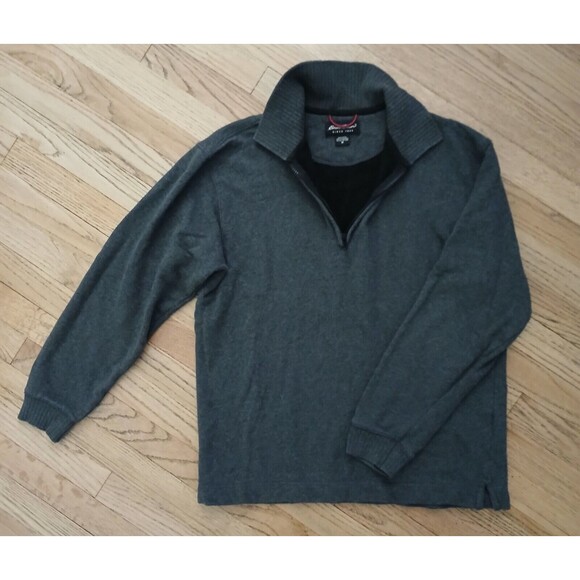 Eddie Bauer Men's MEDIUM Gray Zip Up Mock Neck Casual Cotton Dress Sweater - Picture 2 of 6